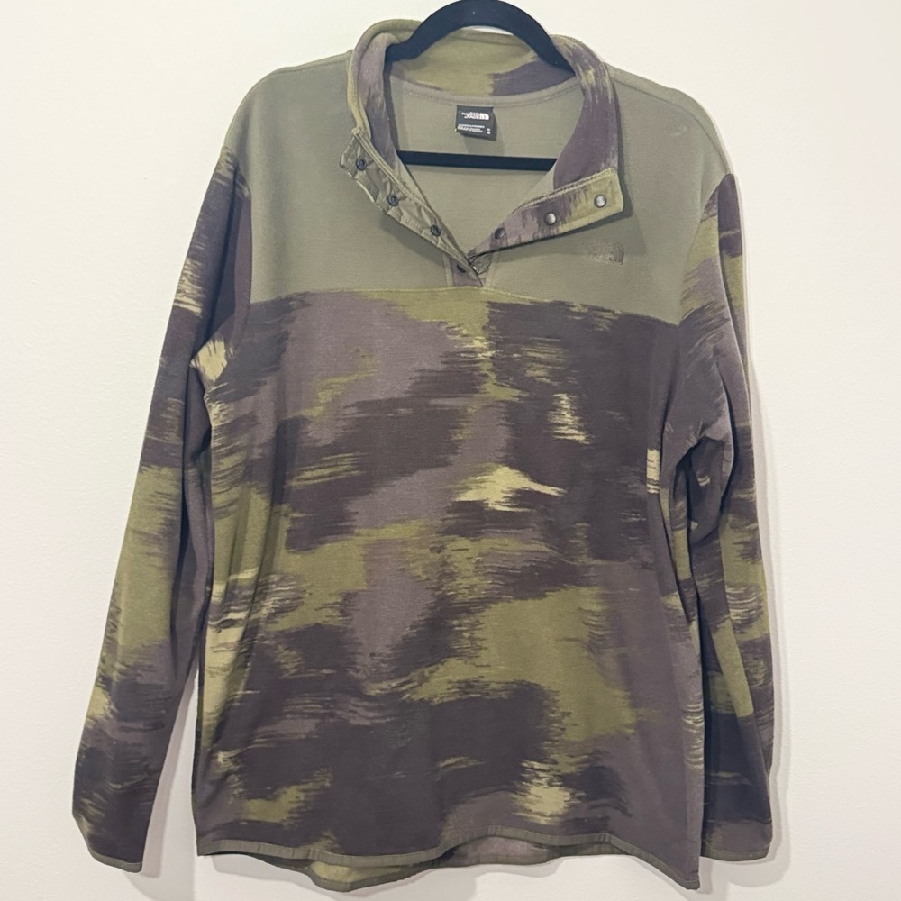 The North Face Olive Green and Brown Camouflage Pullover Hoodie